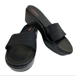 Prada Black Platform Y2K Slides 41/10